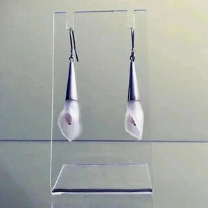 Sterling Silver and Frosted Glass Calla Lily Earrings